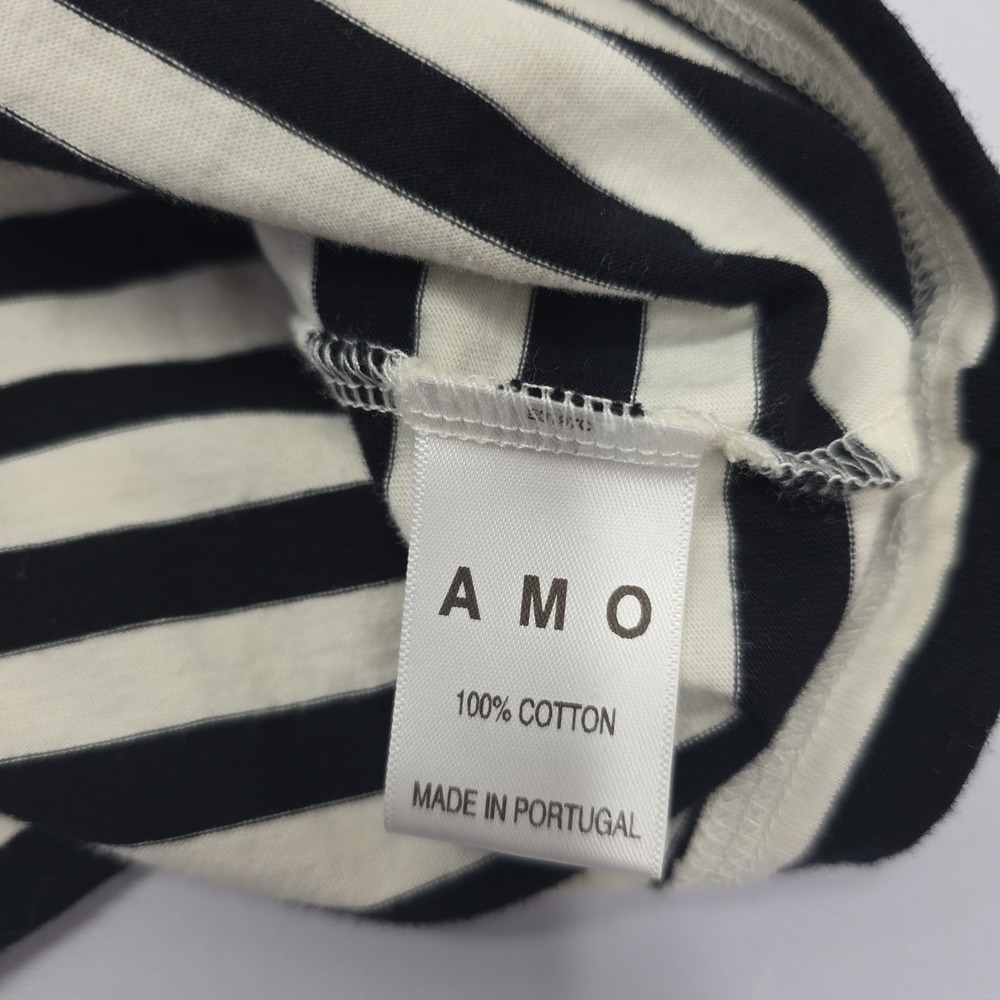 AMO Women Striped Long Sleeve Cotton Tee Shirt Navy Red Brown Mixed Stripe‎ L - Picture 9 of 9